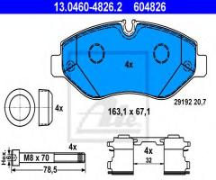 Ate 13.0460-4826 klocki hamulcowe vw crafter 06-, mercedes-benz sprinter 3,5-t autobus (906)