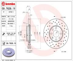 Brembo 09.7628.1x tarcza hamulc. opel astra g  98-04, opel astra g coupe (f07_)