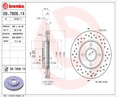 Brembo 09.7806.1x tarcza hamulc. ford focus  98-04, ford fiesta iv (ja_, jb_)