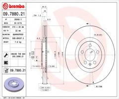 Brembo 09.7880.21 tarcza hamulc. audi a1  14- przód, audi a1 (8x1, 8xf), vw polo (6r, 6c)