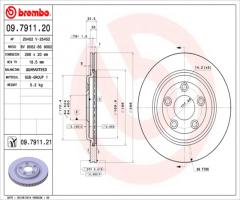 Brembo 09.7911.21 tarcza hamulc. jaguar s-type  99-08 tył, jaguar s-type (ccx)