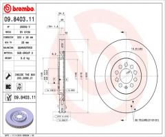 Brembo 09.8403.11 tarcza hamulc. seat leon  02-06 1,8t cupra r przód, seat leon (1m1)