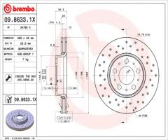 Brembo 09.8633.1x tarcza hamulc. volvo s60  00-09 koła 15, volvo s60 i
