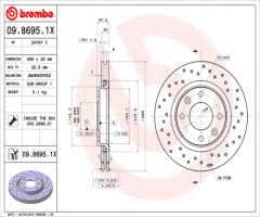 Brembo 09.8695.1x tarcza hamulc. peugeot partner  01-08, citroËn berlingo (mf), peugeot 1007 (km_)