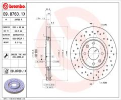 Brembo 09.8760.1x tarcza hamulc. peugeot 307  00-, peugeot 1007 (km_)