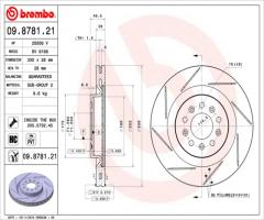 Brembo 09.8781.21 tarcza hamulc. aston martin db9  04- tył, aston martin db9 coupe