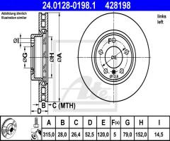 Ate 24.0128-0198 tarcza hamulcowa bmw 3 e36 m3 92-95 lewy przód, bmw 3 (e36) coupe 