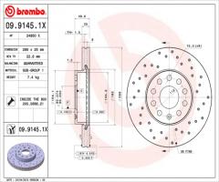 Brembo 09.9145.1x tarcza hamulc. vw golf v  03-, audi a3 (8p1), seat altea (5p1)