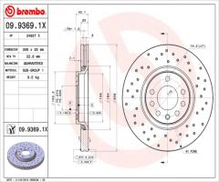Brembo 09.9369.1x tarcza hamulc. opel astra g,h 99-, opel adam, saab 9-5 (ys3e)