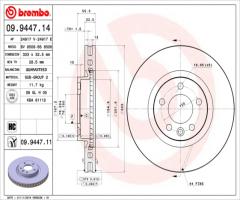 Brembo 09.9447.11 tarcza hamulc. vw t5  03- koła 17, vw multivan v (7hm, 7hn, 7hf, 7ef, 7em, 7en)