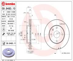 Brembo 09.9483.11 tarcza hamulc. daewoo rezzo  00- przód, chevrolet nubira sedan