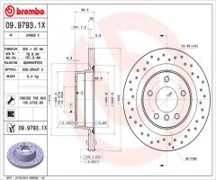 Brembo 09.9793.1x tarcza hamulc. bmw 3 e90  05- tył wen., bmw 1 (e81)