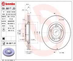 Brembo 09.9817.21 tarcza hamulc. toyota corolla verso  04-09