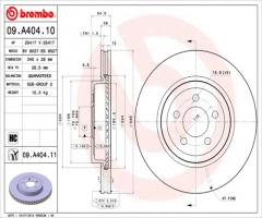 Brembo 09.a404.11 tarcza hamulc. chrysler 300c  04-12, chrysler 300 c (lx), lancia thema (lx)