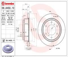 Brembo 09.a450.11 tarcza hamulc. mitsubishi pajero  00- tył