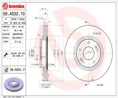 Brembo 09.a532.11 tarcza hamulc. hyundai sonata  05-, hyundai ix35 (lm, el, elh), kia sportage (sl)