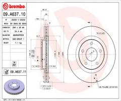 Brembo 09.a637.11 tarcza hamulc. jeep compass  06-, chrysler sebring kabriolet (js), dodge avenger