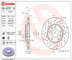 Brembo 09.a727.1x tarcza hamulc. renault megane  08-, dacia duster, renault fluence (l30_)