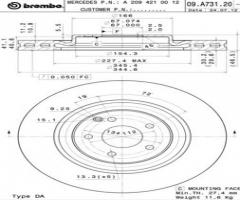 Brembo 09.a731.21 tarcza hamulc. mercedes c209 clk  02- clk500, mercedes-benz clk (c209)