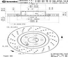 Brembo 09.a732.11 tarcza hamulc. mercedes w221 s-klasa  05-, mercedes-benz klasa s (w221)