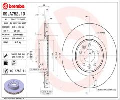 Brembo 09.a752.11 tarcza hamulc. renault megane iii coupe  09-, renault megane iii coupe (dz0/1_)