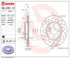 Brembo 09.a761.1x tarcza hamulc. mini cooper  06-, mini mini (r56)