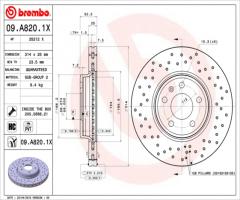 Brembo 09.a820.1x tarcza hamulc. audi a4  07-, audi a4 (8k2, b8)