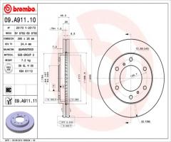 Brembo 09.a911.11 tarcza hamulc. mitsubishi pajero  07-, mitsubishi pajero iv (v8_w, v9_w)