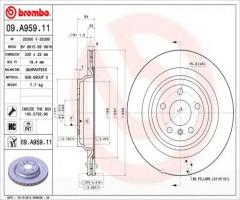 Brembo 09.a959.11 tarcza hamulc. mercedes w166 m-klasa  11- tył, mercedes-benz klasa m (w166)