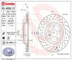 Brembo 09.a959.21 tarcza hamulc. mercedes w166 m-klasa  11- tył, mercedes-benz klasa m (w166)