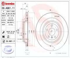 Brembo 09.a961.11 tarcza hamulc. mercedes w166 m-klasa  11- tył, mercedes-benz klasa m (w166)