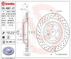 Brembo 09.a961.21 tarcza hamulc. mercedes w166 m-klasa  11- tył, mercedes-benz klasa m (w166)