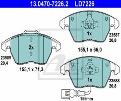 Ate 13.0470-7226 klocki hamulcowe audi tt 06- z czuj., audi tt (8j3)