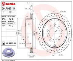 Brembo 09.a967.1x tarcza hamulc. toyota landcruiser  08- tył