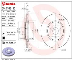Brembo 09.b356.21 tarcza hamulc. opel mokka  12-, chevrolet trax, opel mokka