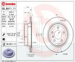 Brembo 09.b411.11 tarcza hamulc. bmw 1 e82  07- tył 123d, bmw 1 (e82) coupe 