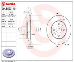 Brembo 09.b523.10 tarcza hamulc. subaru justy  07-, daihatsu copen, subaru justy iv