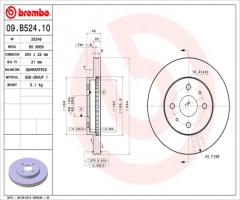 Brembo 09.b524.10 tarcza hamulc. daihatsu sirion  07-, daihatsu materia (m4_), subaru justy iv