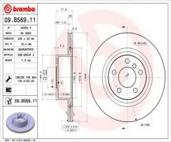 Brembo 09.b569.11 tarcza hamulc. bmw x3 f25  10- tył, bmw x3 (f25)