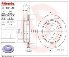Brembo 09.b591.10 tarcza hamulc. nissan navara  05- tył, nissan pathfinder (r51)