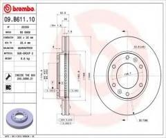 Brembo 09.b611.10 tarcza hamulc. hyundai h1  08- przód, hyundai h-1 travel (tq)