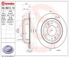 Brembo 09.b612.10 tarcza hamulc. hyundai h1  08- tył, hyundai h-1 travel (tq)
