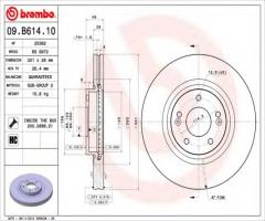 Brembo 09.b614.10 tarcza hamulc. hyundai santa fe ii  09- przód, hyundai santa fÉ ii (cm)