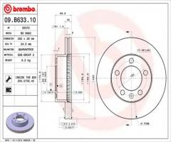 Brembo 09.b633.10 tarcza hamulc. renault master iii  10- przód, nissan nv400 autobus