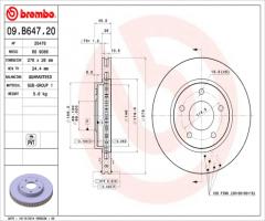 Brembo 09.b647.20 tarcza hamulc. dodge caliber  06- przód, dodge caliber