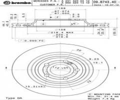 Brembo 09.b743.41 tarcza hamulc. mercedes r231 sl-klasa  12- tył, mercedes-benz sl (r231)