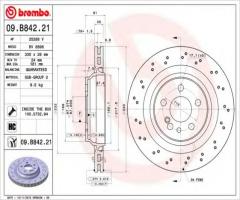 Brembo 09.b842.21 tarcza hamulc. mercedes w220 s-klasa  02-05 tył, mercedes-benz klasa s (w220)
