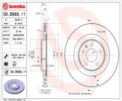 Brembo 09.b969.11 tarcza hamulc. audi a6  11- tył, audi a4 (8k2, b8), porsche macan