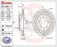 Brembo 09.c085.11 tarcza hamulc. porsche 911 (993)  93-97 tył, porsche 911 (993)