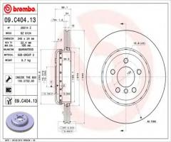 Brembo 09.c404.13 tarcza hamulc. bmw 5 f10  10-  tył, bmw 6 (f13) coupe 